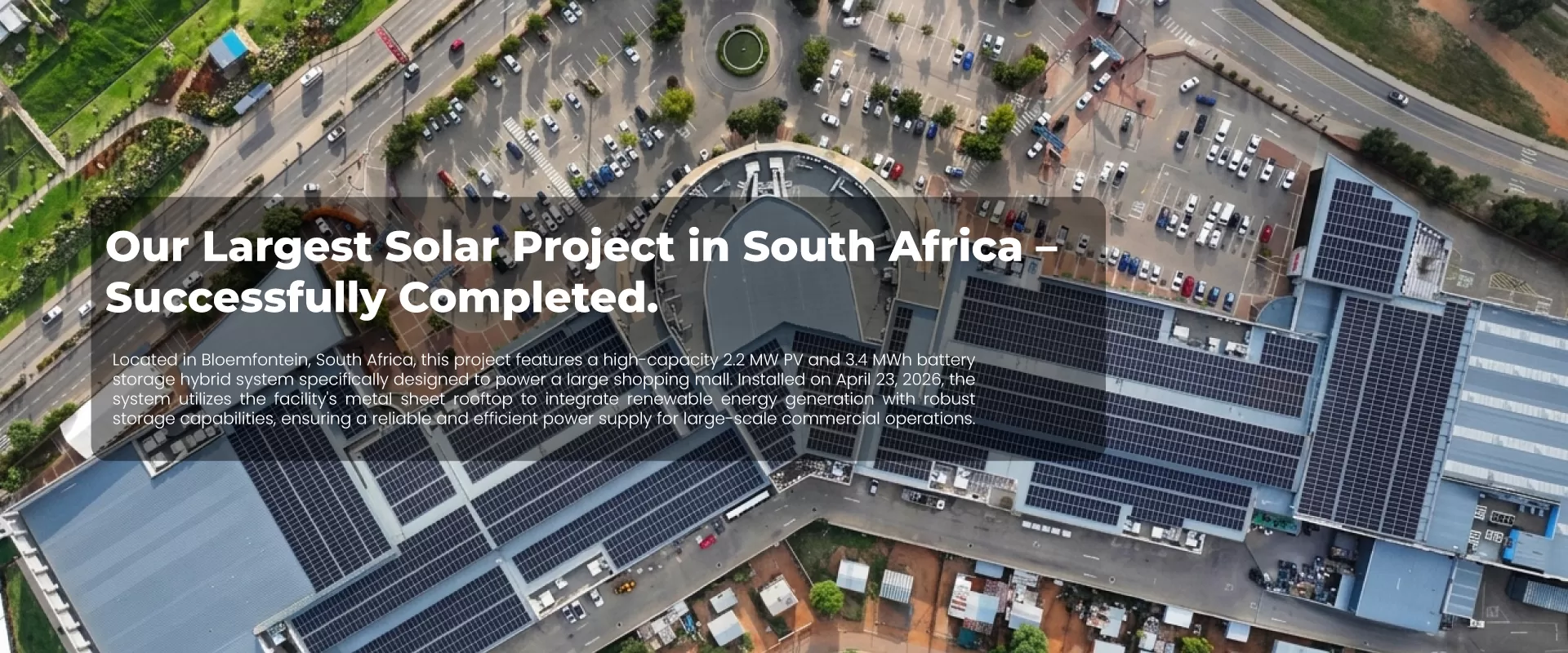 Bloemfontein, South Africa 2.2MW Solar + 3.4MWh Energy Storage Hybrid System