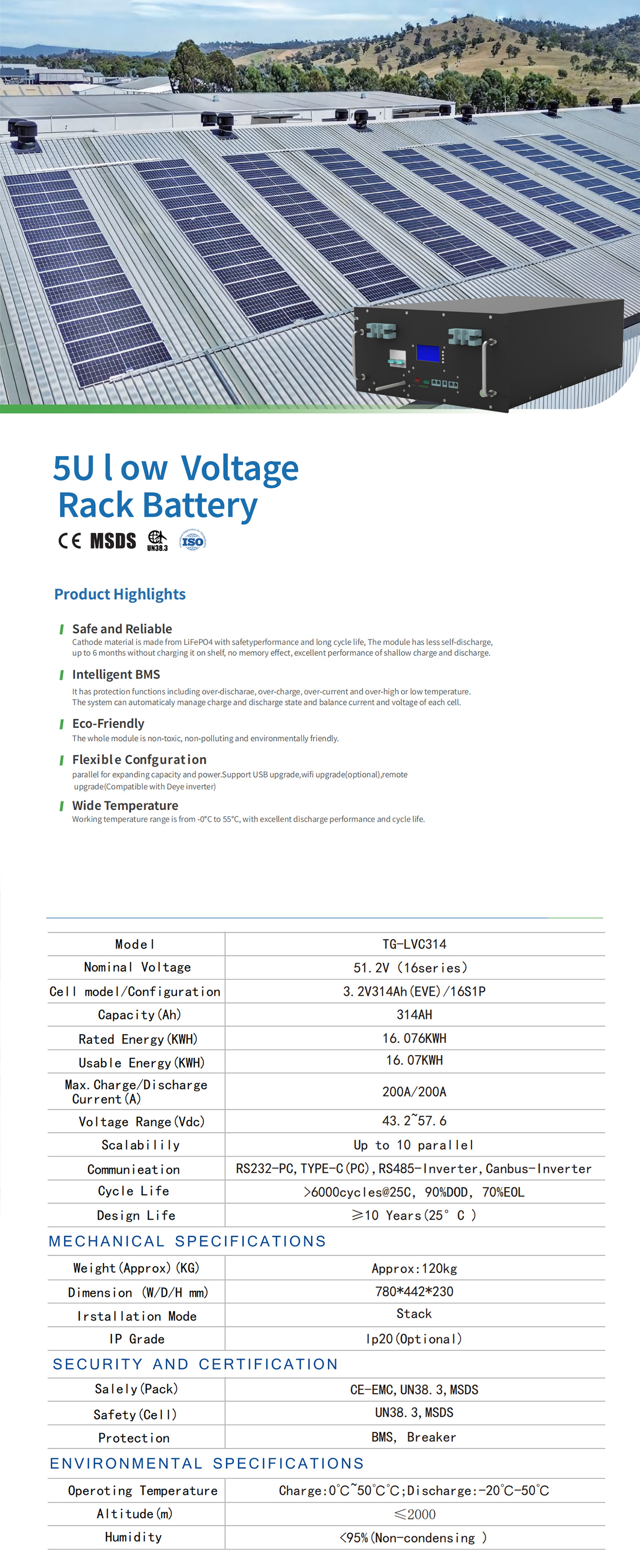 TG-LVC314 5U Iow VoltageRack Battery